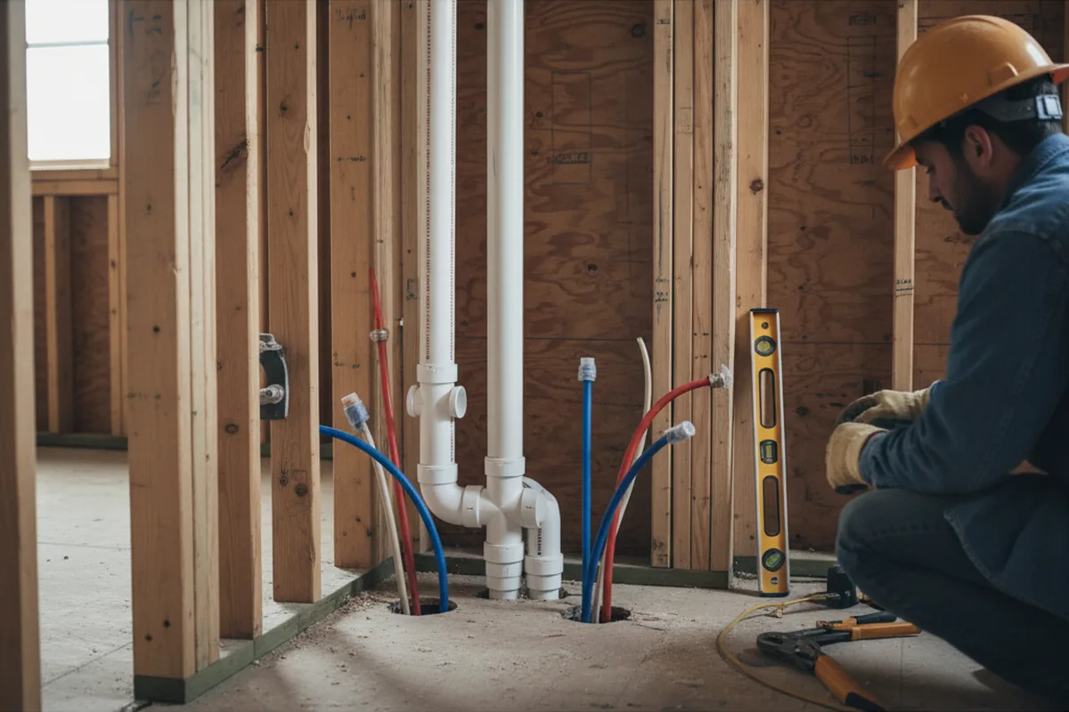 Drain and supply rough-in during Sump Pump Repair in Far Rockaway
