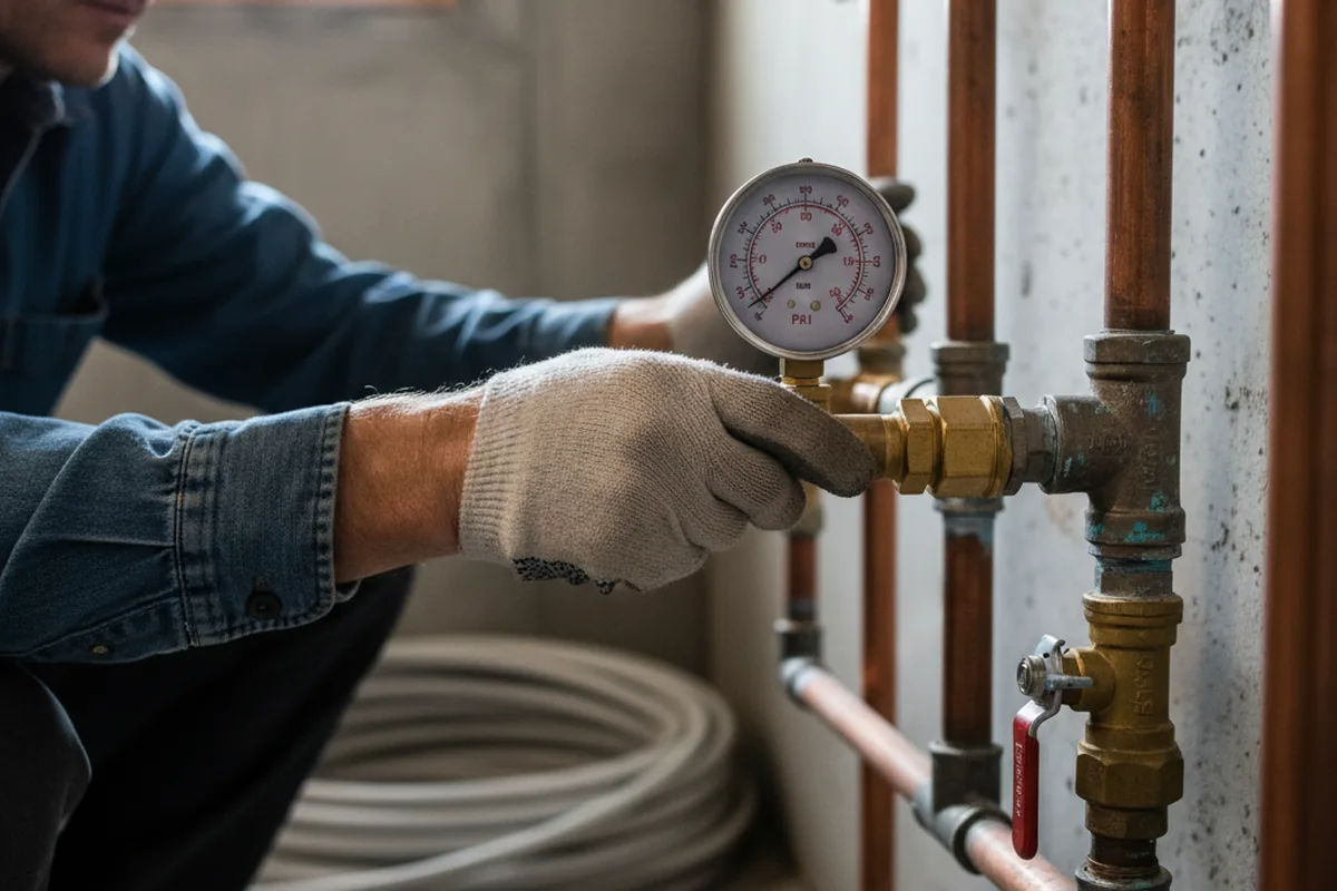 Pressure testing a repaired line during Water Line Repair in Far Rockaway